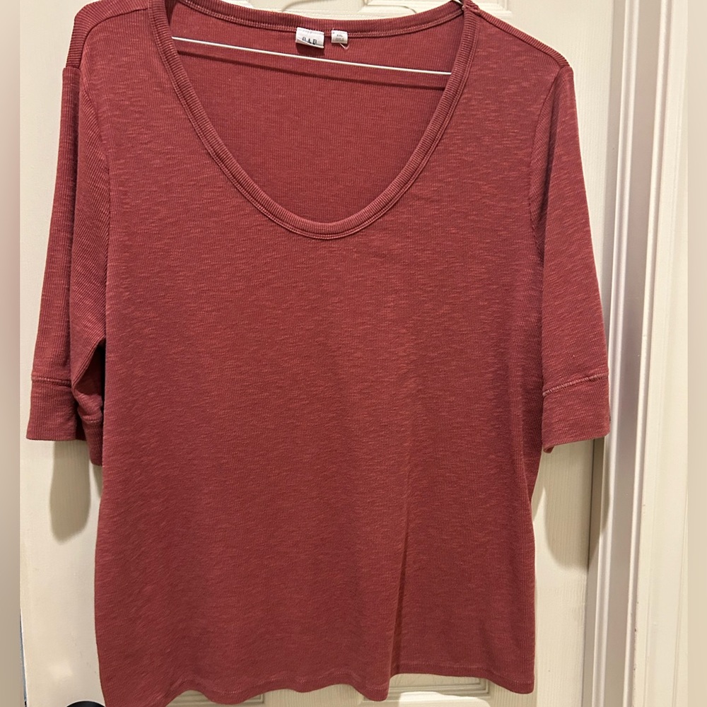 GAP Red Ribbed Knit Top - Picture 1 of 4